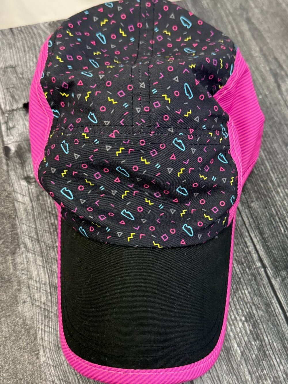 Gone For A Run Retro Neon Running Hat Black Pink Adjustable Lightweight